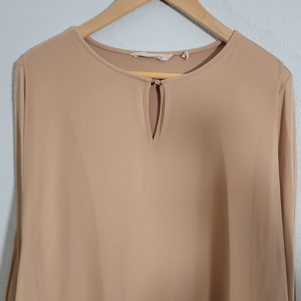 Soft Surroundings Tunic Top Women's Medium Beige Layered Chiffon Hem boho. - Picture 4 of 16